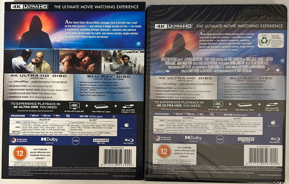 Unbreakable [4k Ultra-HD] Bruce Willis Samuel L.Jackson New Sealed - Slipcover - Image 2 of 2