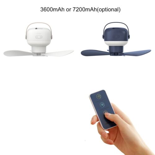 3600mAh/ 7200mAh Camping Fan Remote Control Fan with Lamp Rechargeable Bedroom - Afbeelding 1 van 9