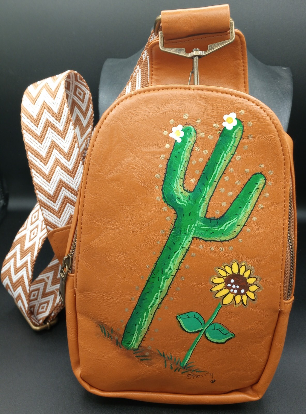 Crossbody Bag Faux Leather Original Desert Art Boho Hippie Fun Bright Practical-image