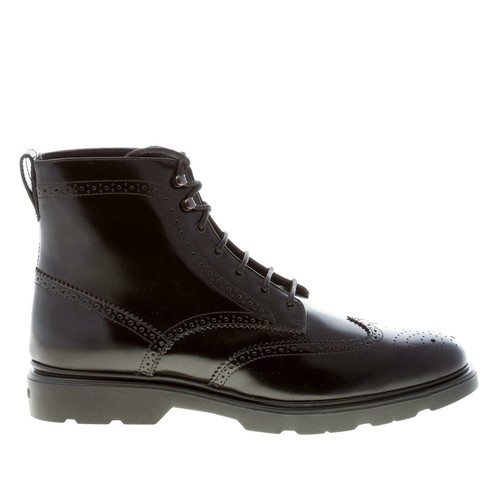 HOGAN scarpe uomo Stivaletto H393 vitello spazzolato nero con lacci  impunture | eBay