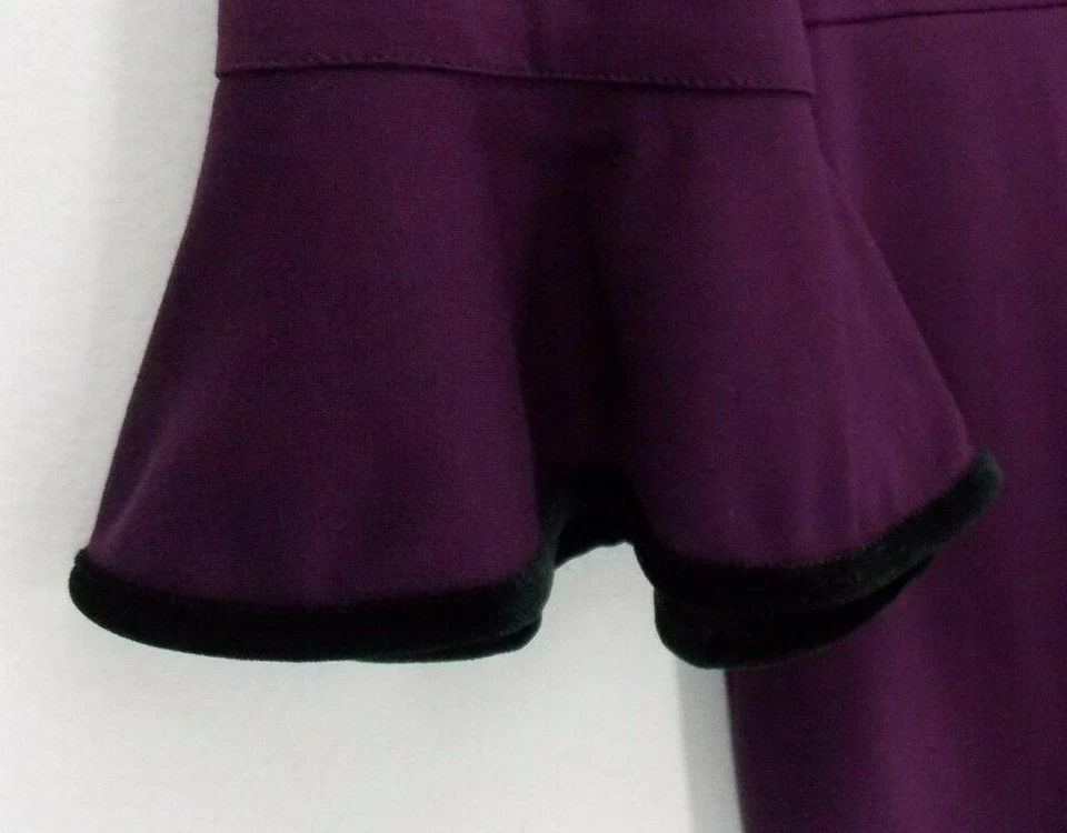 Nuevo con etiquetas Vestido Nanette Lepore Talla 8 Moody Treasures Ciruela Negro Terciopelo Mangas Campana Foto 4 de 4