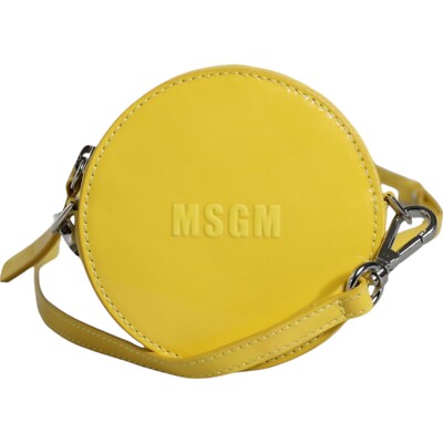 MSGM Bag Yellow Leather Logo Crossbody Sling Shoulder Round Women Borse 410usd