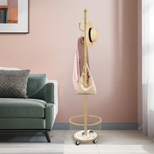 Cactus Coat Rack with Storage Basket, Stylish Free Standing Hanger