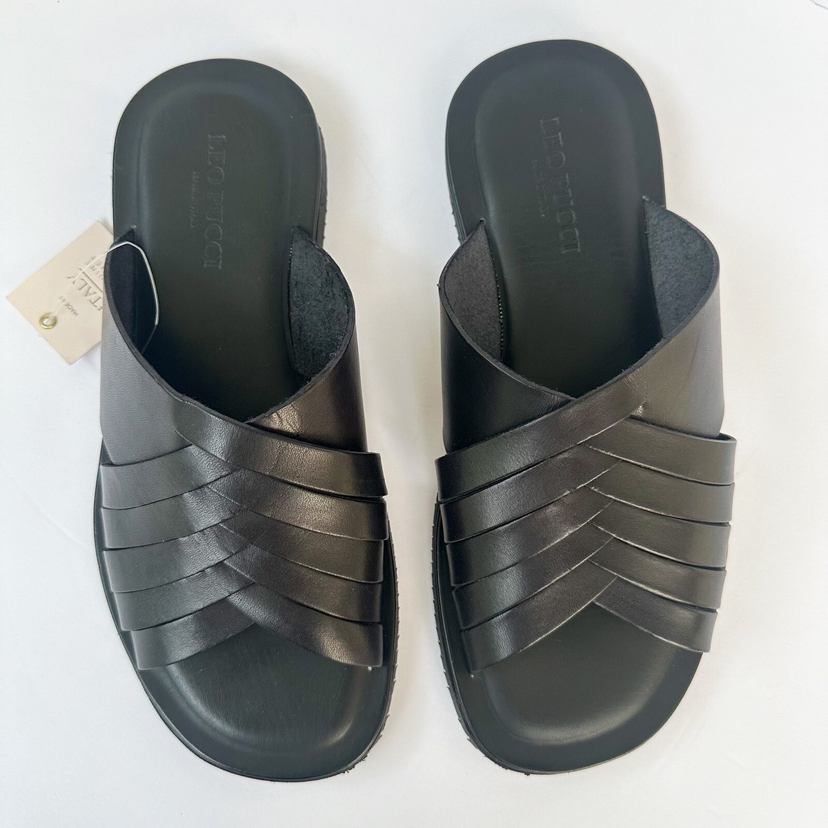 LEO PUCCI MEN LEATHER OPEN TOE SANDAL LEO PUCCI BLACK LEATHER OPEN TOE SANDAL Size: 43 | eBay main image 4