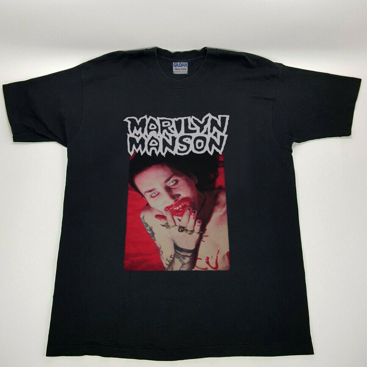 Limited Marilyn Manson I am the god of fck gildan logo rock t