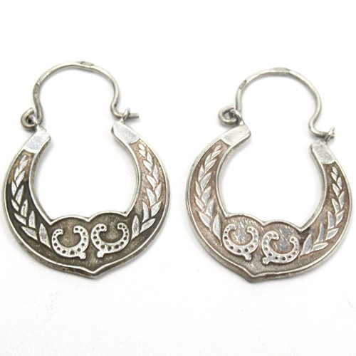 SUPER Ohrringe aus 925 Sterling Silber Hufeisen Vintage Horseshoe Earrings