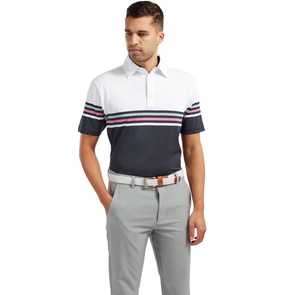 FootJoy Stretch Pique Colour Block Polo Shirt FREE UK DELIVERY