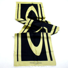 Authentic Vintage Pierre Balmain Lux Designer black/Yellow silk Scarf 65"x15"in