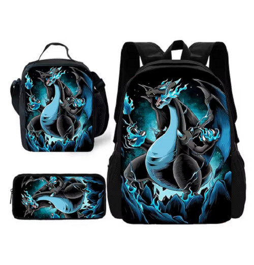 Anime Charizard Backpack School Bookbag Insulated Lunch bag rucksack pencil case image 10