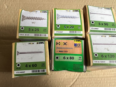 Restposten SWG Holzschrauben 6 Packungen inkl Bit pro Pack  / b  Cont2Pal5K2