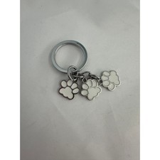 Dog paws metal purse keychain - White