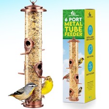 Bird Feeder for Outdoors Brushed Metal Copper Hanging Bird Feeders with Loc...