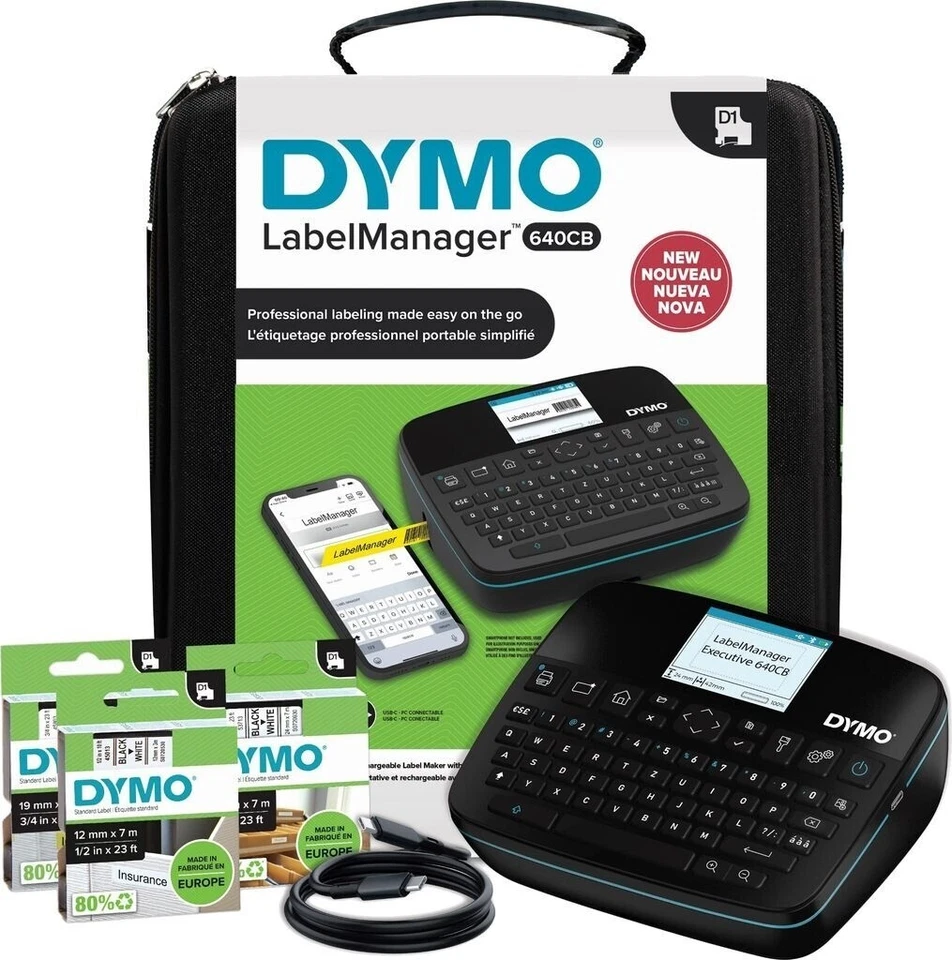 DYMO LabelManager Executive 640CB tragbarer Etikettendrucker mit Tragetasche