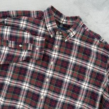 Ralph Lauren Mens 2XB Big Tall Plaid Button Down Shirt Red Green Navy Preppy