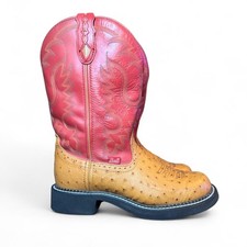 Justin Gypsy L9911 Women  s 7 Western Cowboy Boots Ostrich Print Red Leather