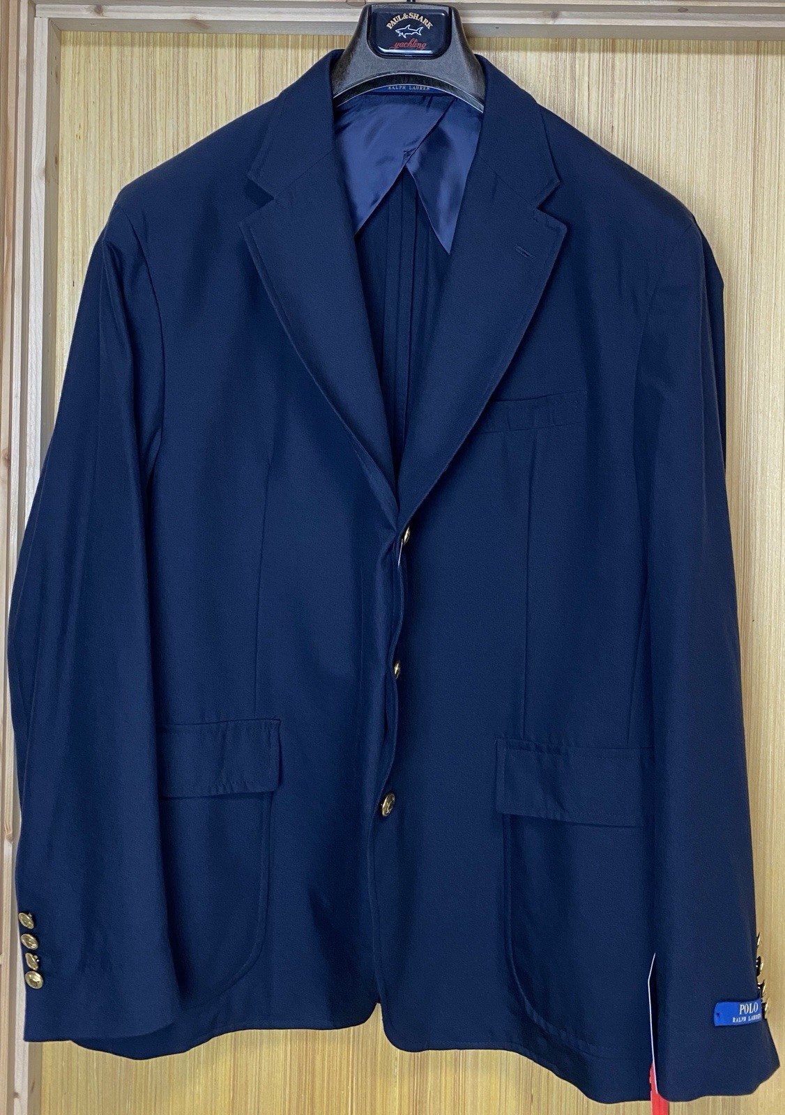 Polo Ralph Lauren Sport Unlined Wool Blazer 46R 2XL Navy Gold Buttons RRP £720