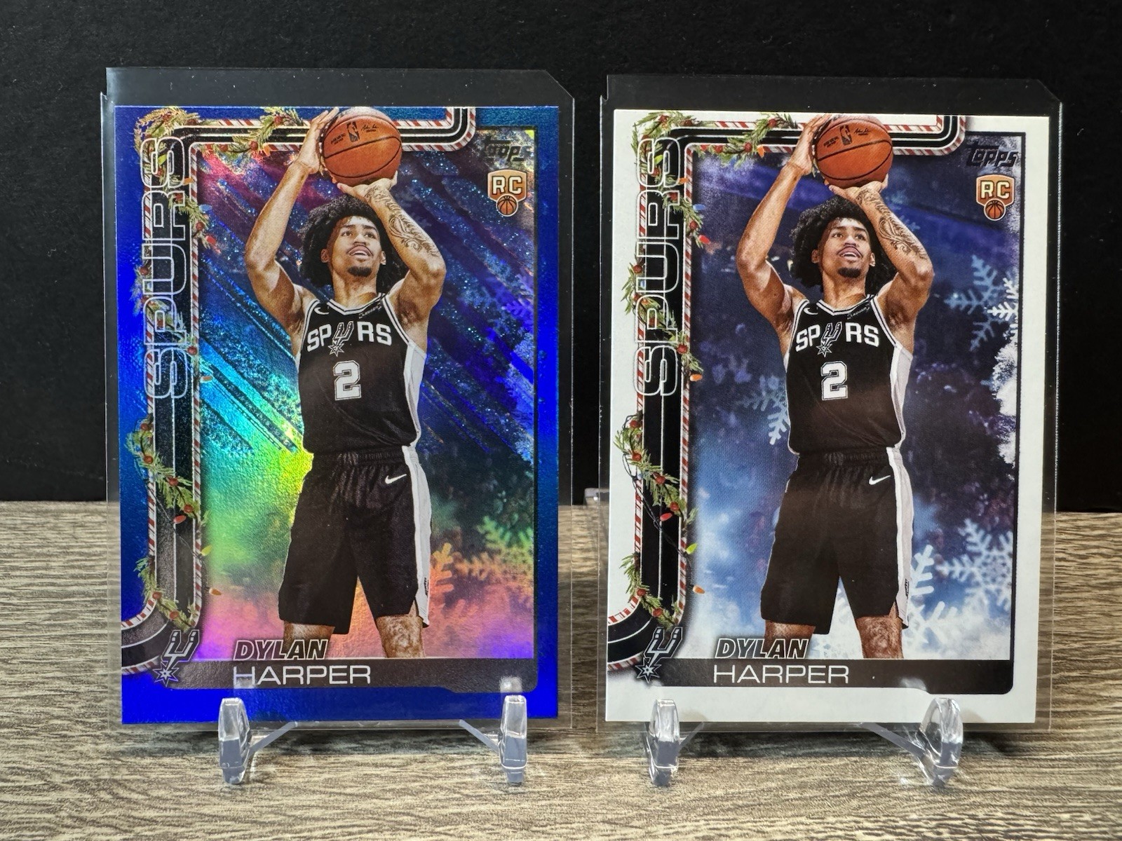2025-26 Topps Holiday Dylan Harper #H162 Metallic BLUE Glitter RC & Base Rookie