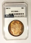 1887-S MS 65 + Rare Redfield Date Rainbow Color Toned Morgan Dollar PCI
