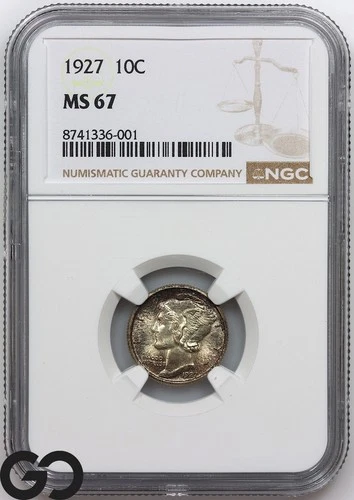 1927 Mercury Dime NGC MS 67 * Pop-4, Only 1 Finer, Very Stunning, RARE This Nice