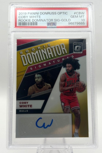 2019 Panini Donruss Optic Coby White Rookie Dominator Auto Gold 6/10 PSA 10 Gem