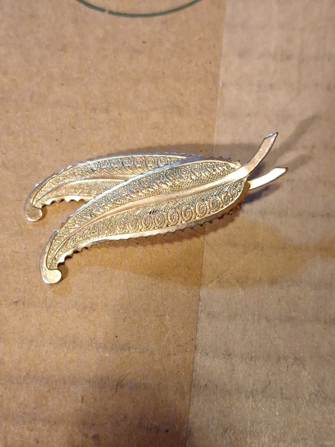 Silver Tone Double Leaf Barrette - image 2