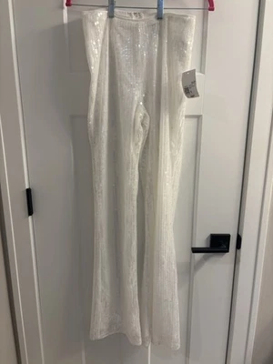 Pantalones de fondo Sequence Bell blancos de Forever 21 talla pequeña - Imagen 1 de 4