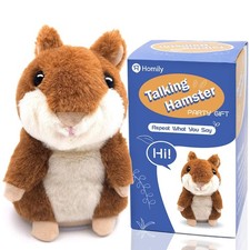 Homily Talking Hamster, Repeats What You Say Plush Small, Brown, White, Peach