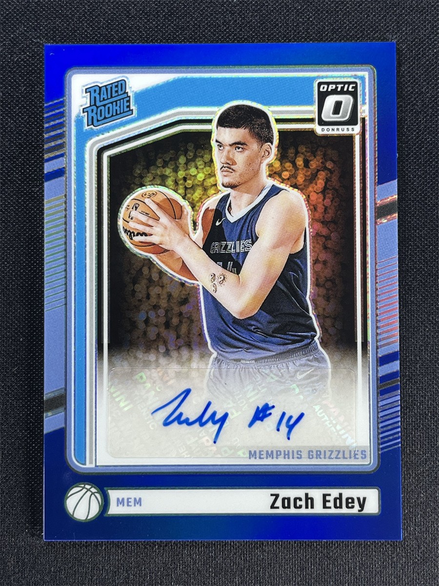 2024-25 Panini Donruss Optic Zach Edey #319 Blue Prizm Rated Rookie RC Auto /49