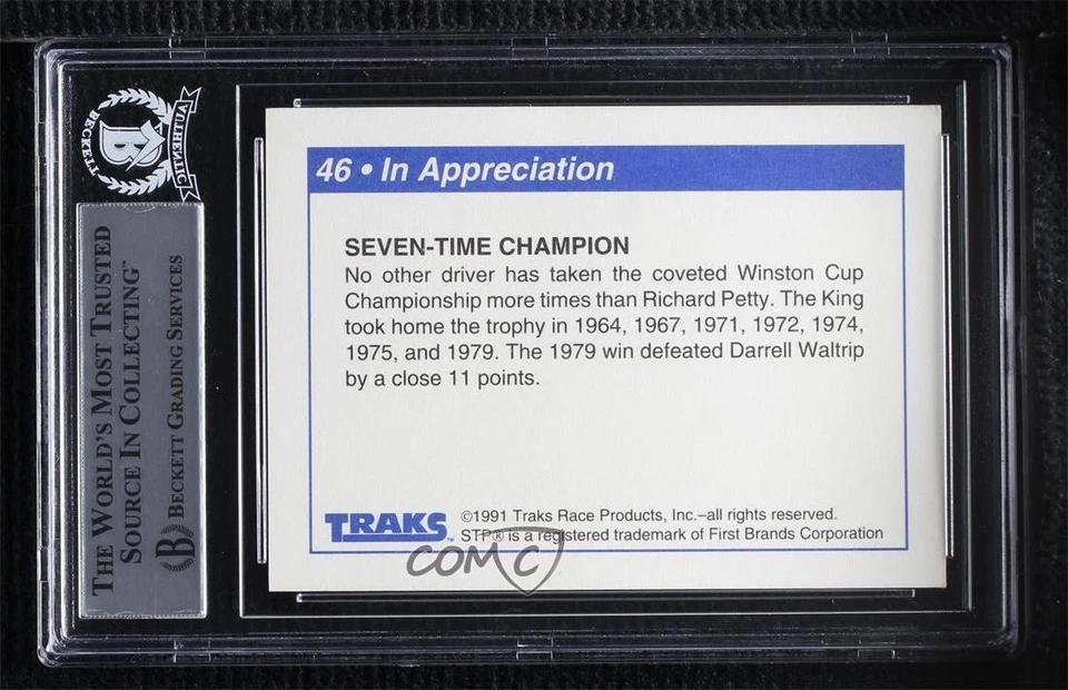 BAS 1991 Traks Richard Petty Richard Petty #46 Authentic Auto HOF - Image 2 of 2