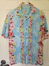 PARADISE BAY men's small 100% rayon tropical Hawaiian aloha shirt made in USA