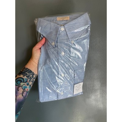 NEW IN PACKAGE Vintage L. L. BEAN Men's 16.5 Blue Short Sleeve Button Up Shirt