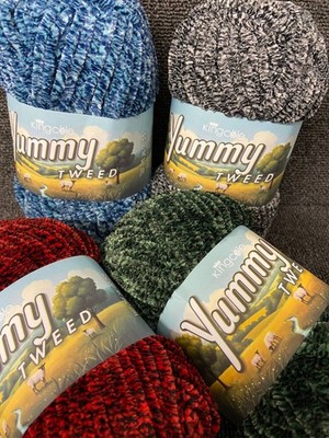 King Cole Yummy Tweed Chunky Chenille Wolle Garn von 100g Knäuel versch. Farben