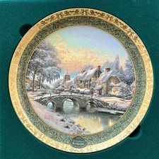 2005 Thomas Kinkade “Cobblestone Christmas”Collector Plate Bradford Exchange COA