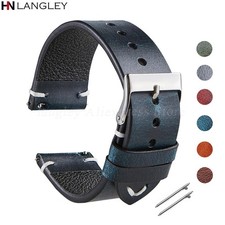 WOCCI Top Grain Leather Watch Band 17 18 19 20 21 22 24 26mm Men Watch Strap — image 8