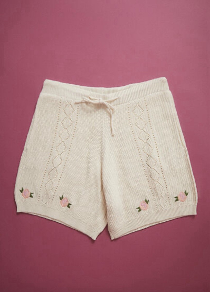 Betsey Johnson X Forever 21 Pointelle Knit Rose Shorts, Unisex