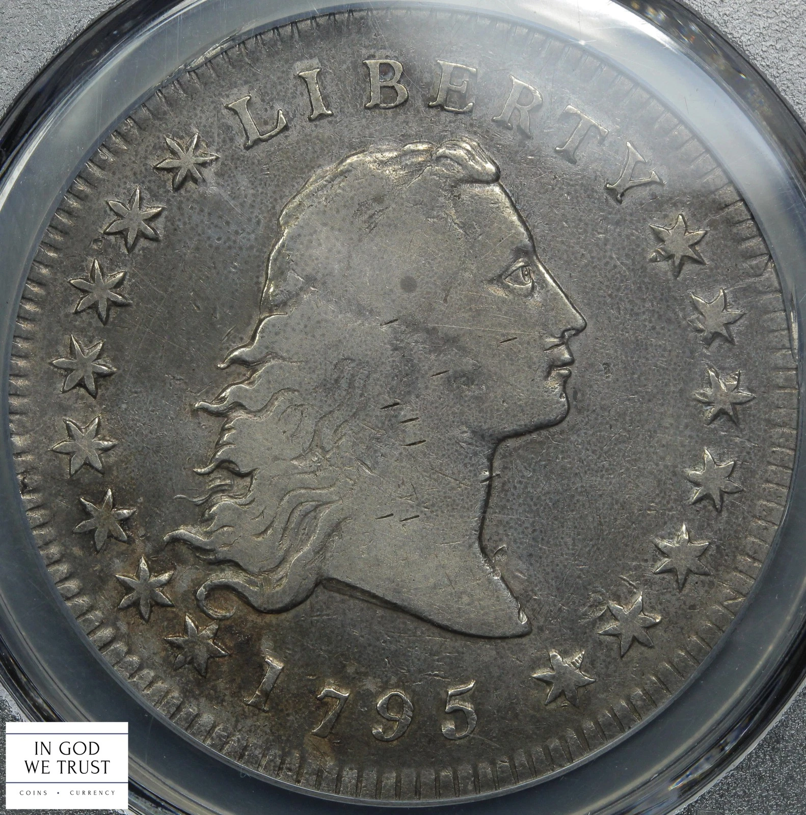 1795 2 Leaves Flowing Hair Silver Dollar $1 PCGS VF Detail - Repaired