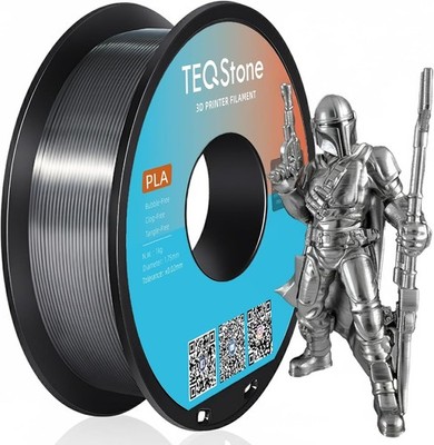 Silk PLA Filament 1.75mm Silver 1KG, Metallic Shine High Gloss Finish Perfectly 
