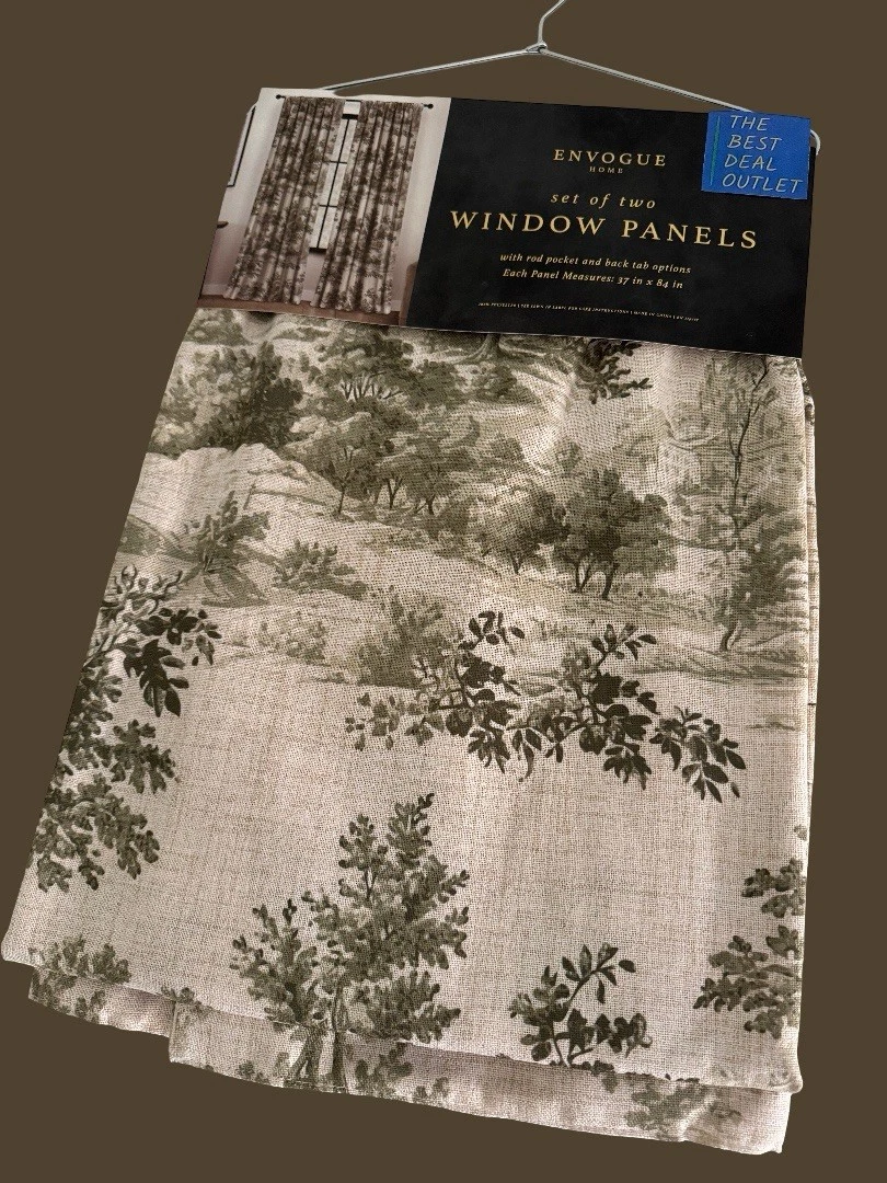 New ENVOGUE Window Curtains 2 Panels 37 x 84" Beige Olive Green Drapers Back Tab
Opens in a new wind