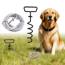 Dog Tie Out Cable and Stake 40FT, Heavy Duty Dog Runner for Yard, Lockable Ho...