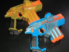 2008 NERF Lazer Tag LTX Phoenix Gold Blue Taggers Toy Electronic Guns Tested