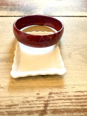 1970s Red/Burgundy Python/Faux Snake Leather Bangle Bracelet 