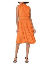 Nanette Lepore Smocked High Neck Pleated Midi Dress Size 2