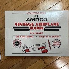 Vintage #1 Amoco Airplane Coin Bank Ltd Ed Die Cast 1st in Series 1:32 Scale