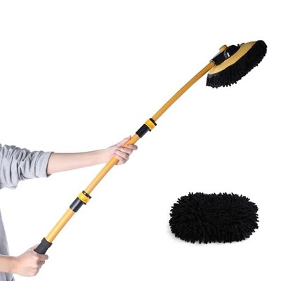  Car Wash Brush Mop, Long Handle, 2 Scratch-Free Microfiber Heads, Car 