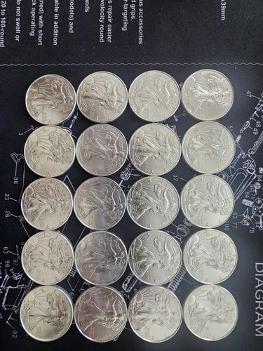 2021 Silver Eagle Roll (20) Coins BU .999 Tube of American Eagle Type 1