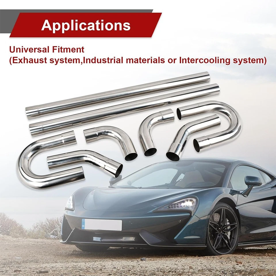 8Pcs For Lexus IS250 IS300 2.5" DIY Custom U Bend Straight Exhaust Tube Pipe US - Image 3 of 4