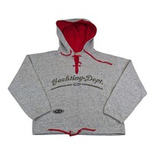 Vintage Yachting Hoodie Sz M grau rot 1973 Dept Segeln Boxy Fit Made in Italy