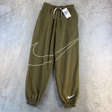 Nike Boys Swoosh Sweatpants Youth Medium Olive Green Oversized Logo Joggers NWT