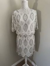 New Joanna Hope Women's Ivory Beaded Knee Length Evening Dress, UK Size 10