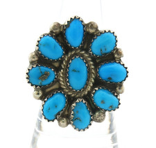 Navajo Ring Sterling Silver Natural Turquoise Vintage Artist Size 8.25